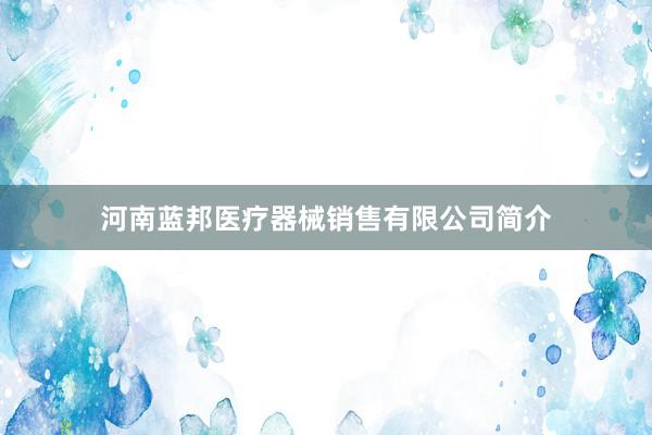 河南蓝邦医疗器械销售有限公司简介